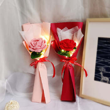 1pc Crochet Flower Handmade Knitted Flower with Light Strip Gift for Lovers - NameNecklace
