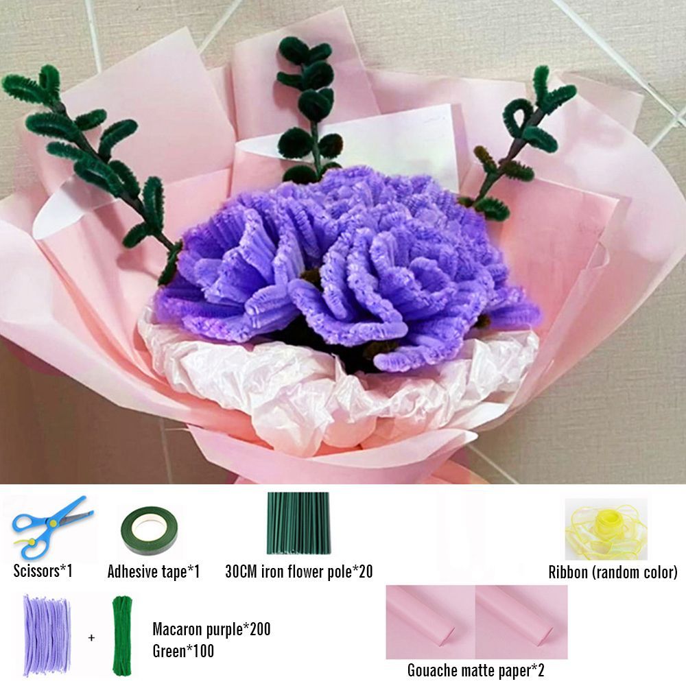 DIY Pipe Cleaner Carnation Bouquet Handmade Twist Stick Bouquet Gift for Her - NameNecklace