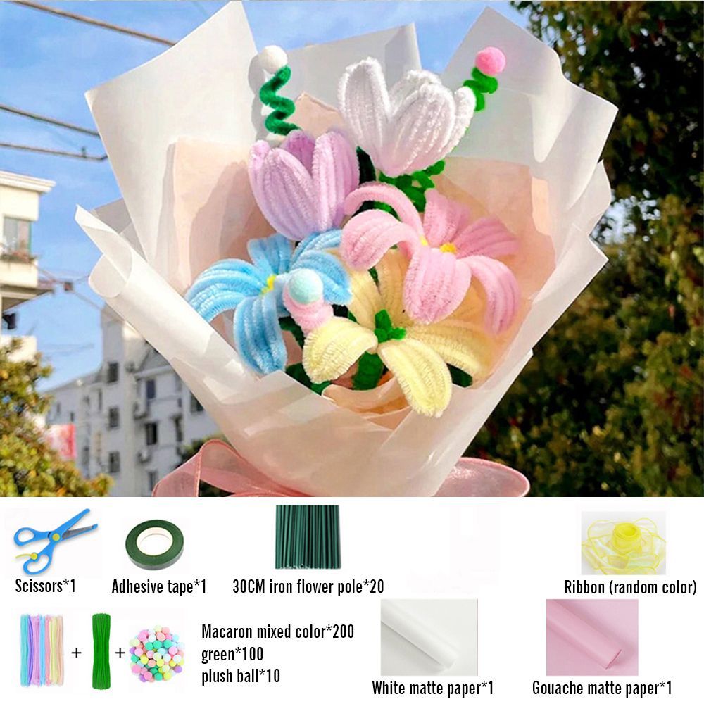 DIY Pipe Cleaner Lily Bouquet Handmade Twist Stick Bouquet Gift - NameNecklace