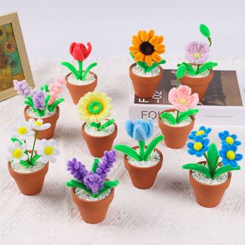 Pipe Cleaner Potted Plant Handmade Twist Stick Flowers Gift for Lover - NameNecklace