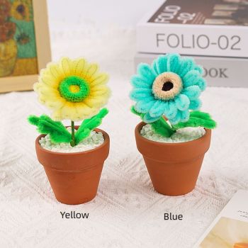 Pipe Cleaner Potted Plant Handmade Twist Stick Flowers Gift for Lover - NameNecklace