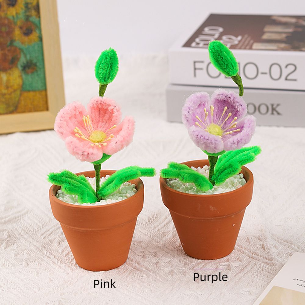 Pipe Cleaner Potted Plant Handmade Twist Stick Flowers Gift for Lover - NameNecklace