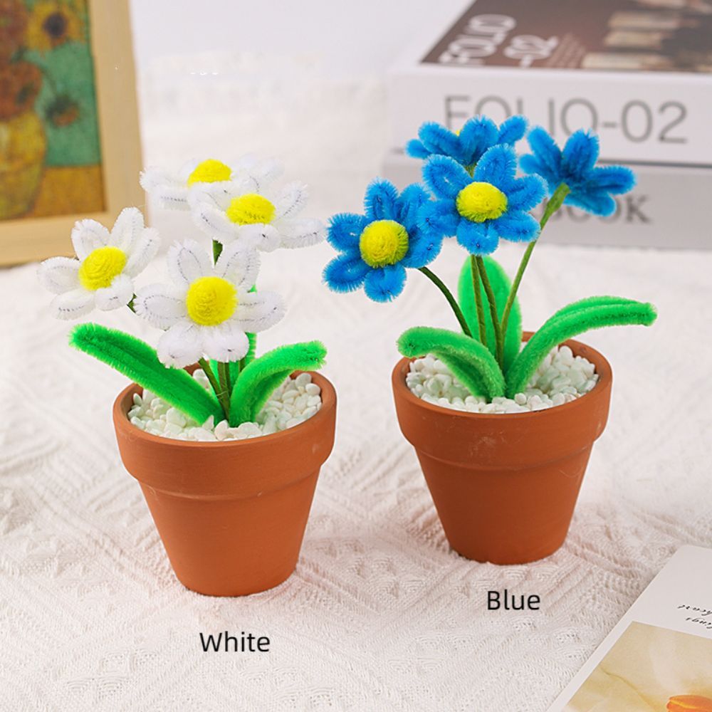 Pipe Cleaner Potted Plant Handmade Twist Stick Flowers Gift for Lover - NameNecklace