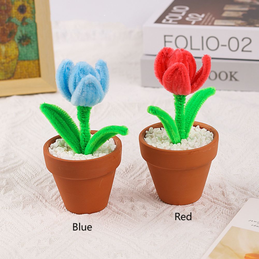 Pipe Cleaner Potted Plant Handmade Twist Stick Flowers Gift for Lover - NameNecklace