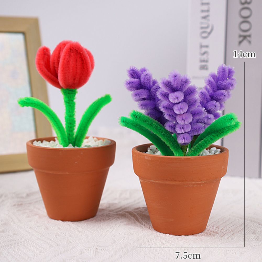 Pipe Cleaner Potted Plant Handmade Twist Stick Flowers Gift for Lover - NameNecklace