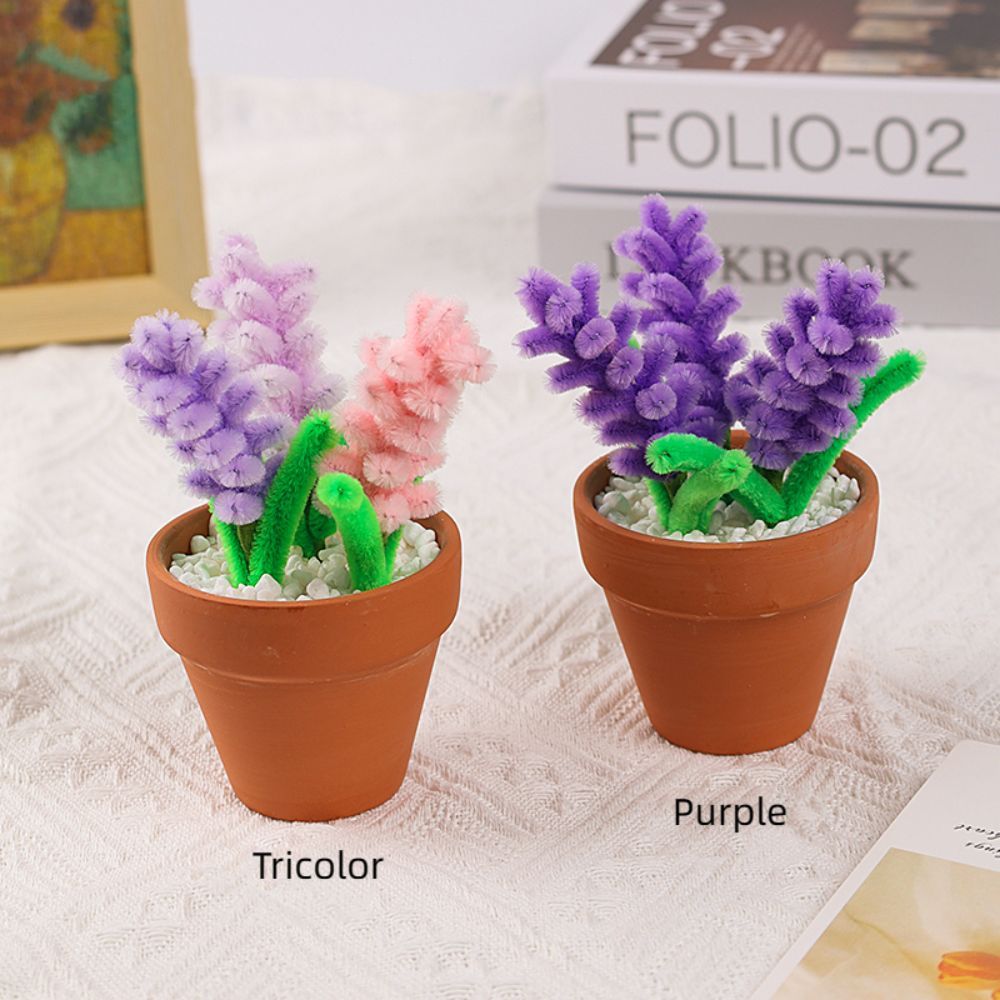Pipe Cleaner Potted Plant Handmade Twist Stick Flowers Gift for Lover - NameNecklace