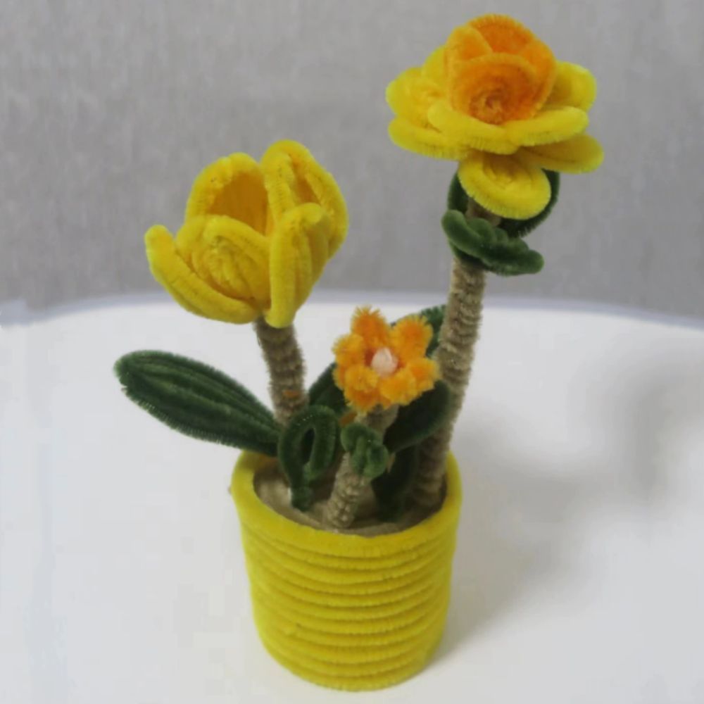 Pipe Cleaner Potted Plant Handmade Twist Stick Flowers Gift for Her or Him - NameNecklace