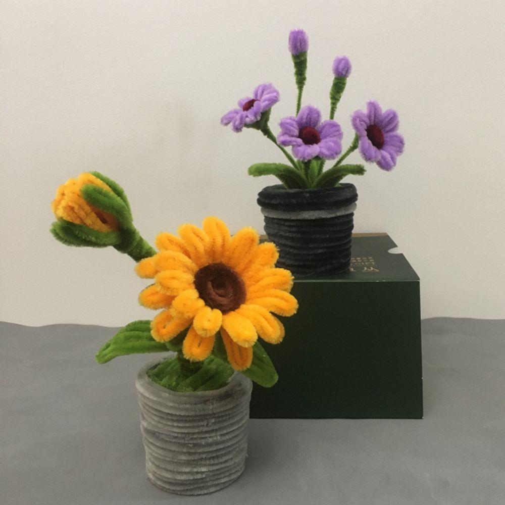 Pipe Cleaner Potted Plant Handmade Twist Stick Flowers Gift for Her or Him - NameNecklace