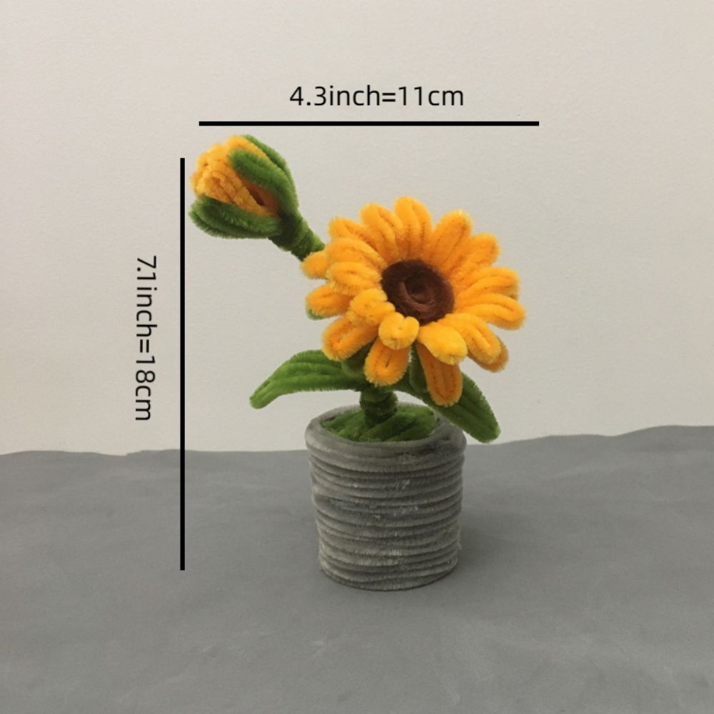 Pipe Cleaner Potted Plant Handmade Twist Stick Flowers Gift for Her or Him - NameNecklace