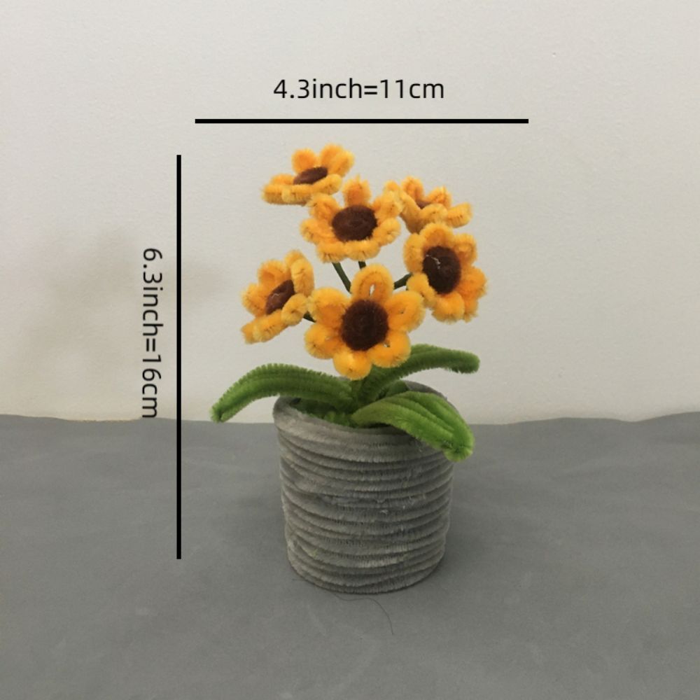 Pipe Cleaner Potted Plant Handmade Twist Stick Flowers Gift for Her or Him - NameNecklace