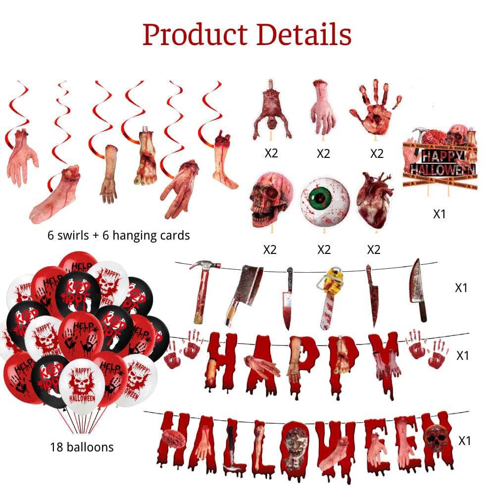 Halloween Hanging Swirl Banner Bloody Decorations Party Supplies Gift for Halloween Party - Giftlab