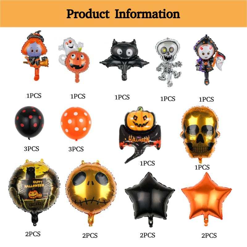 Halloween Balloon Kit Pumpkin Skulls Spider Balloon for Halloween Party Decorations Supplies - Giftlab