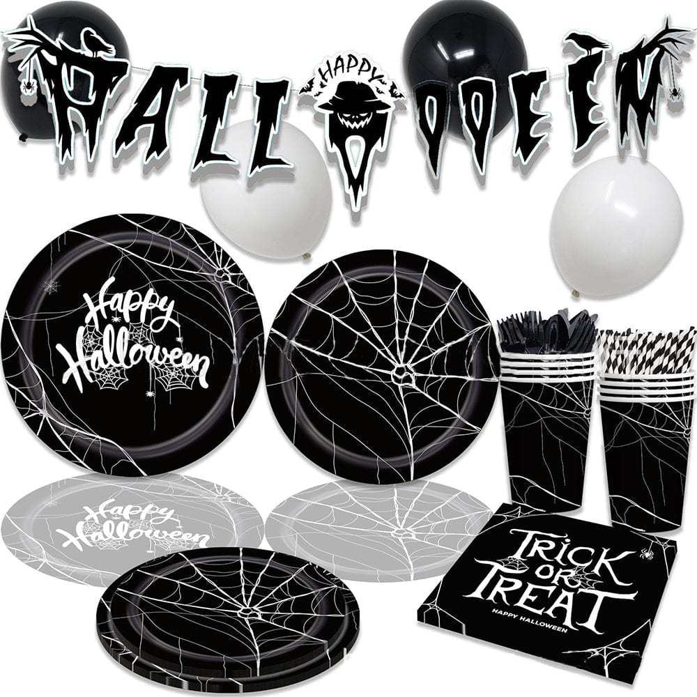 Halloween Disposable Tableware Kits Party Decorations Supplies Tableware 91pcs - Giftlab