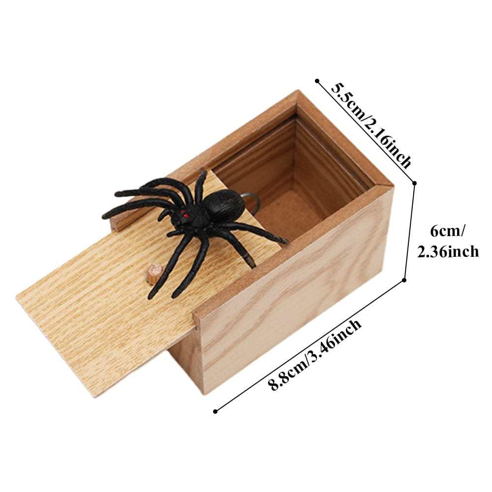 Spider Prank Scare Box Wooden Surprise Candy Box Joke Toys Gag Gift for Halloween - Giftlab
