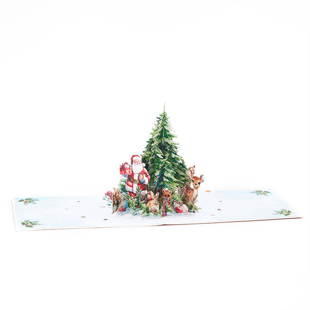 Christmas 3D Pop Up Card Santa Jungle Greeting Card - NameNecklace