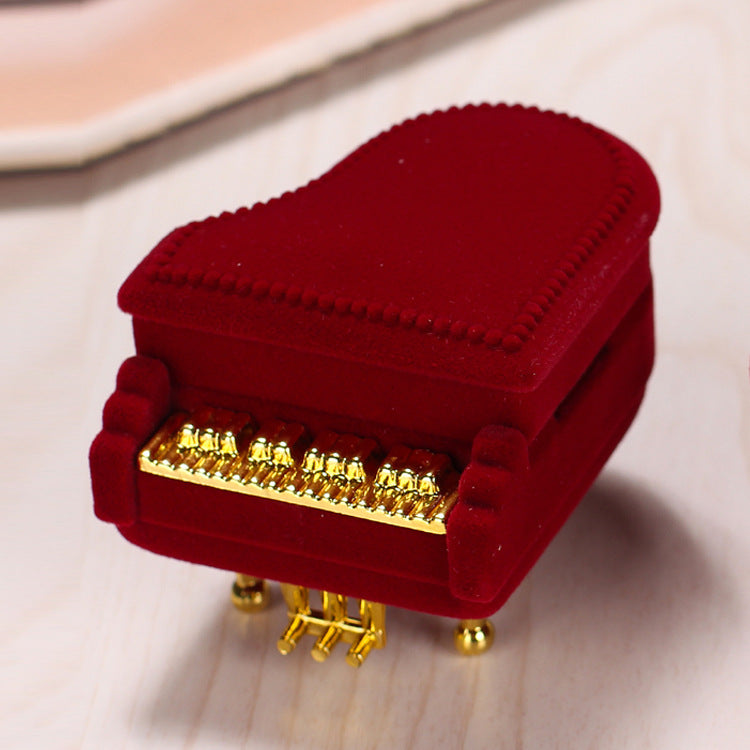 Piano Shaped Ring Box Flocking Jewelry Gift Box