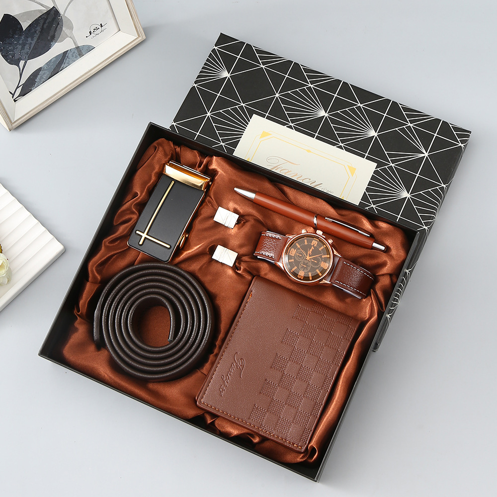 Father's Day Gifts The Ultimate Men's Gift Set: Wallet, Belt, Watch, Keychain, Pen & Cuff links Sophisticated 7-Piece Men's Accessories Gift Box