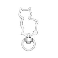 Cat-Shaped Swivel Snap Hook Keychain Metal Spring Snap Key Ring Silver