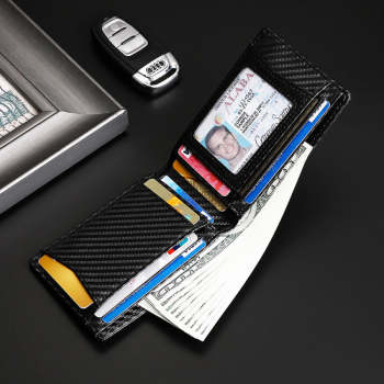 Bifold Men's Leather Wallet Card Holder with Money Clip for AirTag - NameNecklace