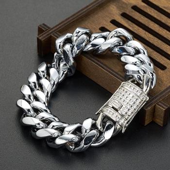 Hip Hop Bracelet Micro Paved White Zircon Cuban Chain Bracelet For Men - NameNecklace