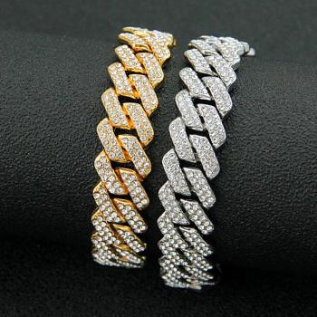 Hip Hop Bracelet Exaggerated Brilliant Iced Out Cuban Chain Bracelet For Men - NameNecklace