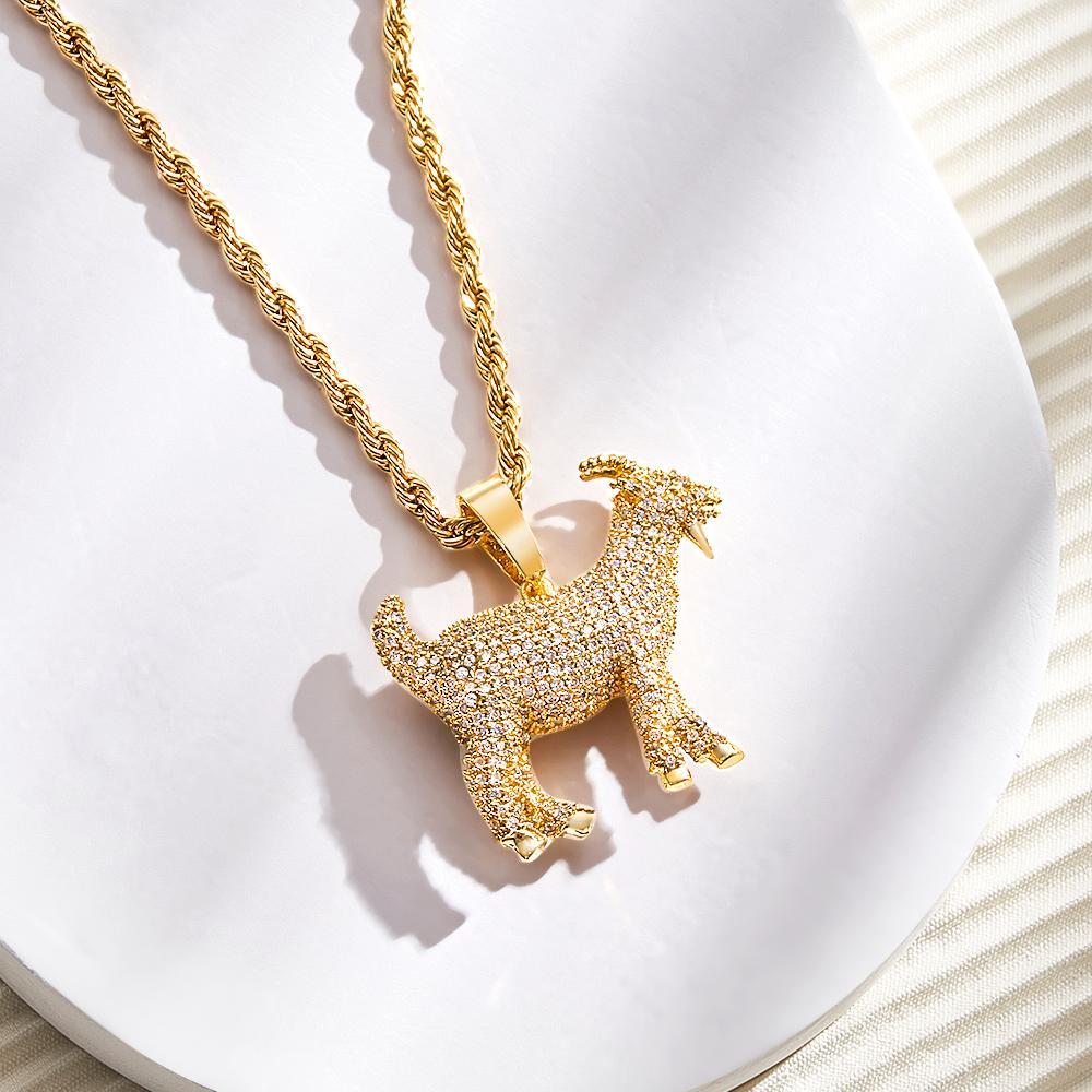 Hip Hop Necklace Trendy Ziron Goat Iced Out Necklace Jewelry Gifts For Men - NameNecklace