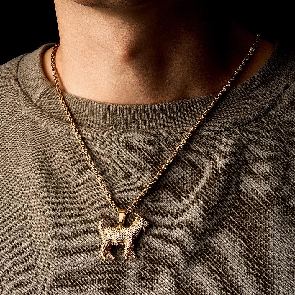 Hip Hop Necklace Trendy Ziron Goat Iced Out Necklace Jewelry Gifts For Men - NameNecklace