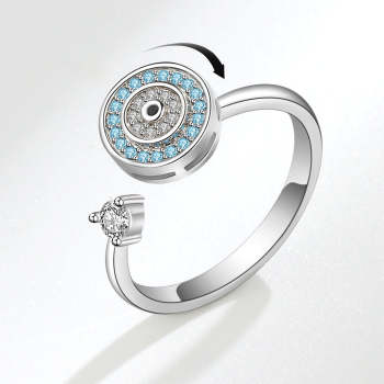 Evil Eye Fidget Anti-anxiety Ring Open Adjustable Spinner Ring Jewelry Gifts for Her - NameNecklace