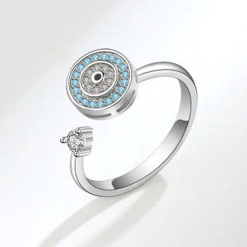 Evil Eye Fidget Anti-anxiety Ring Open Adjustable Spinner Ring Jewelry Gifts for Her - NameNecklace
