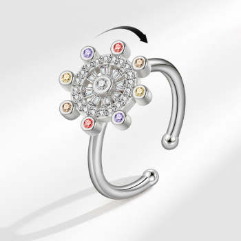 Fidget Anti-anxiety Ring Rudder Star Talisman Open Adjustable Spinner Ring Jewelry Gifts for Her - NameNecklace