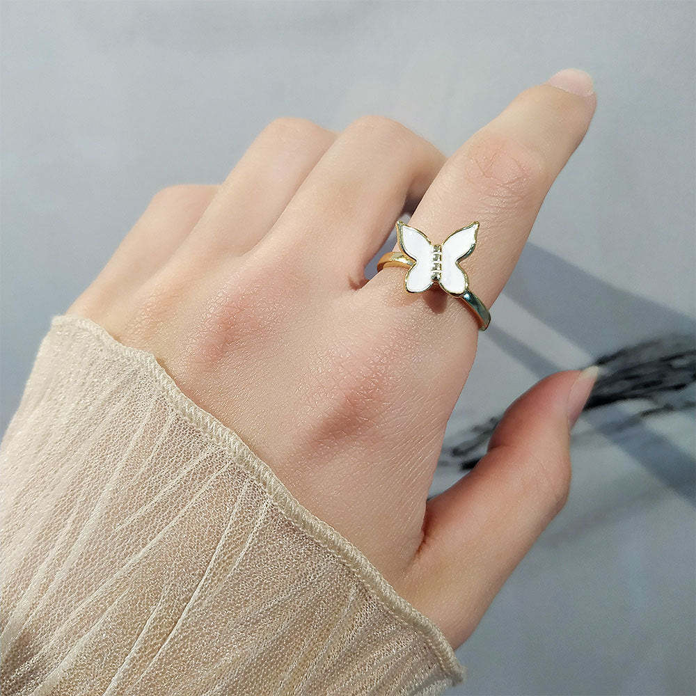 Fidget Anti-anxiety Ring Butterfly Open Adjustable Spinner Ring Jewelry Gifts for Her - NameNecklace