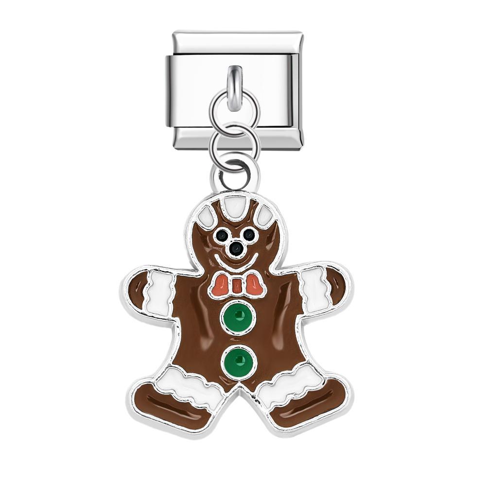 Gingerbread Italian Charm For Italian Charm Bracelets Composable Link Christmas Gift - NameNecklace