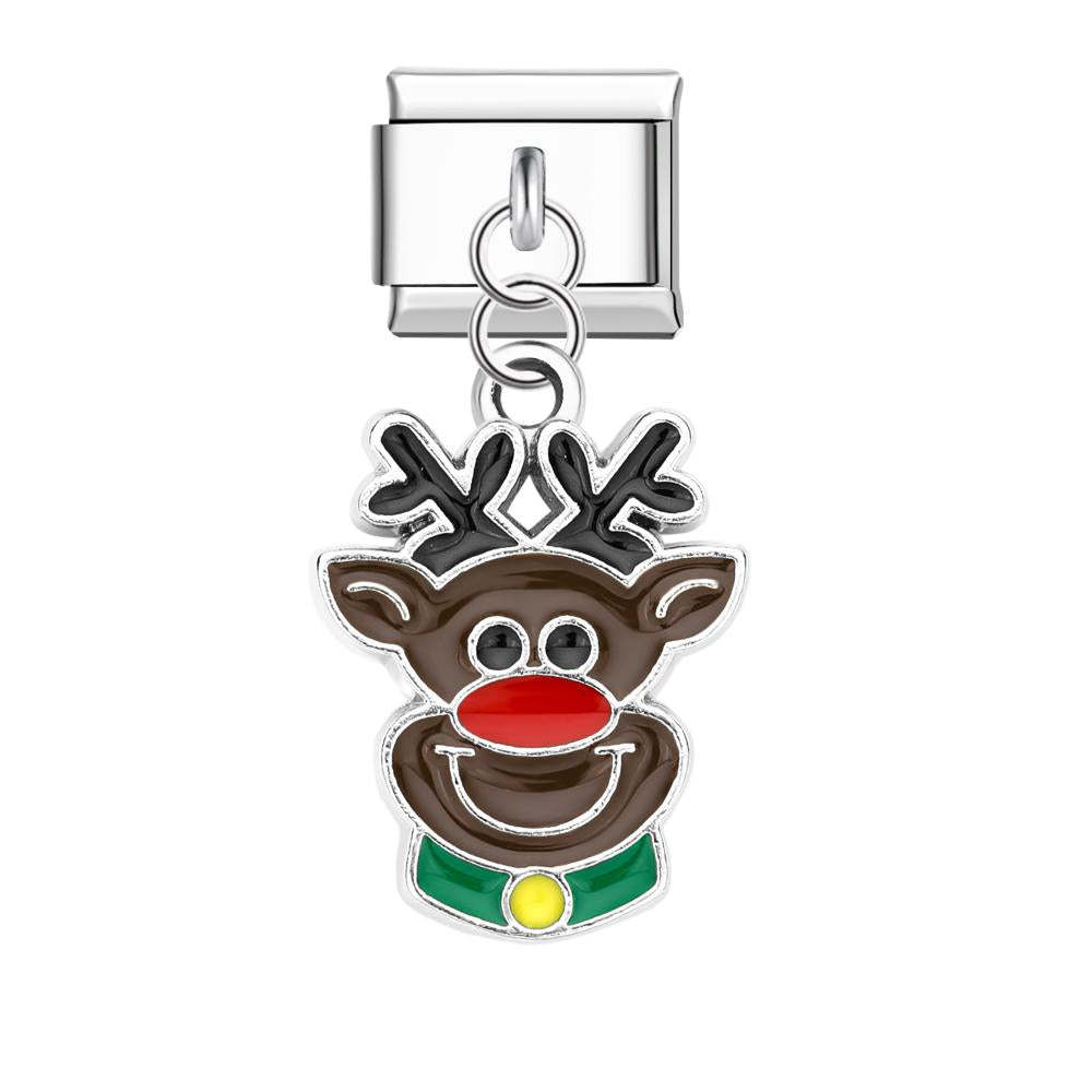 Christmas Elk Italian Charm For Italian Charm Bracelets Composable Link Christmas Gift - NameNecklace