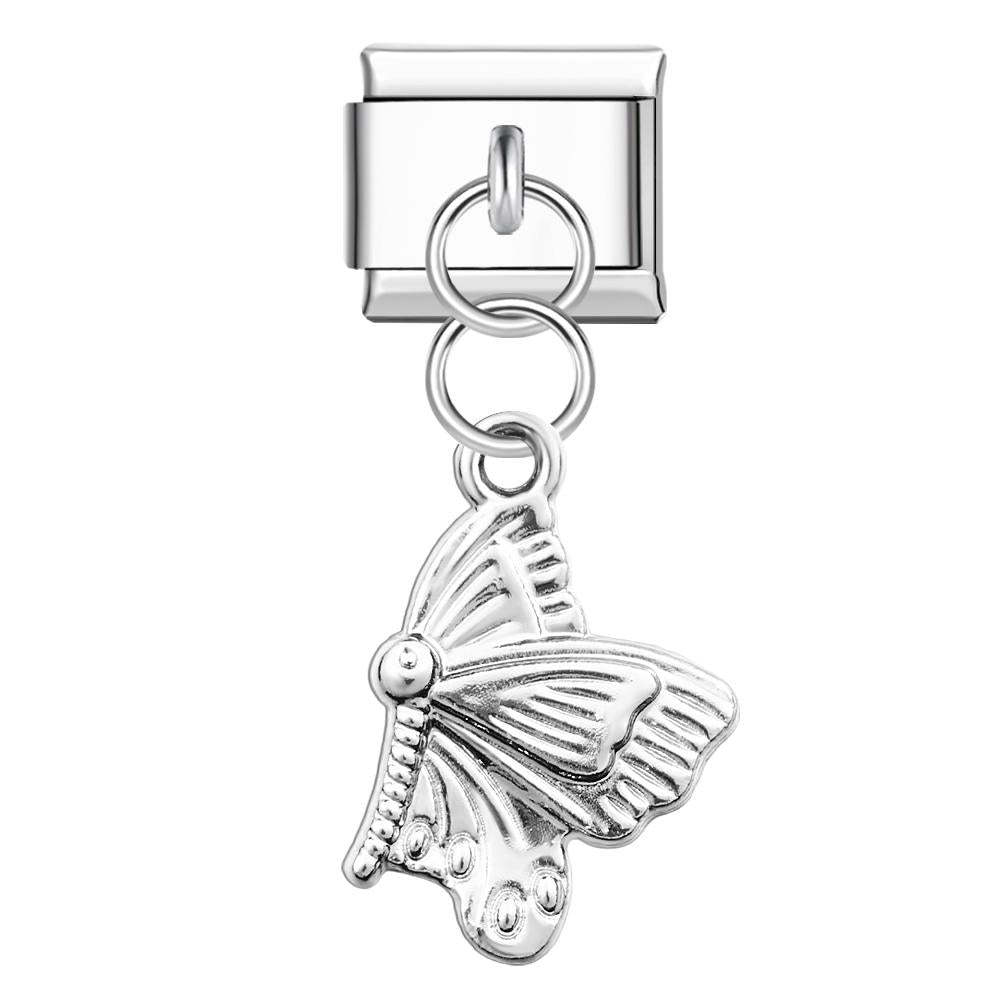 Silver Butterfly Italian Charm For Italian Charm Bracelets Composable Link - NameNecklace