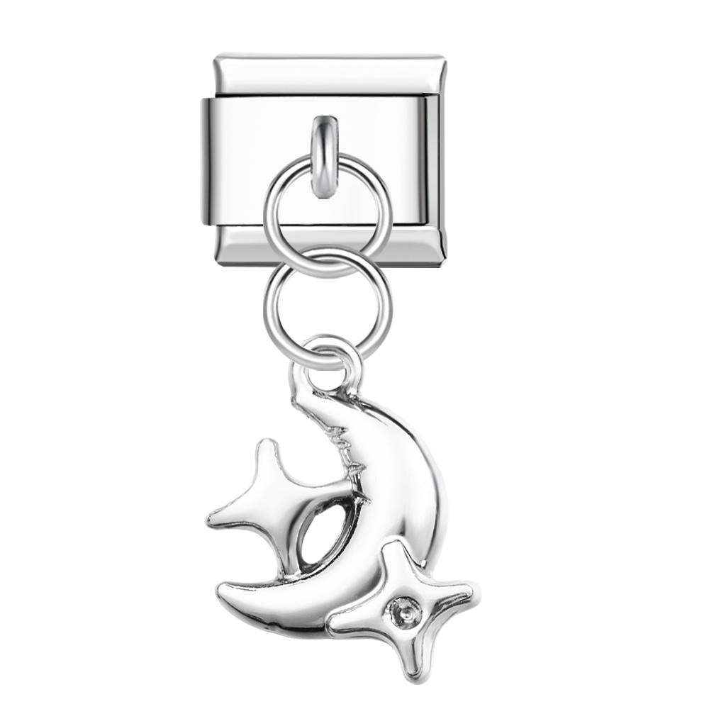 Star And Moon Italian Charm For Italian Charm Bracelets Composable Link - NameNecklace