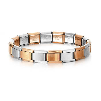 Vintage Silver and Rose Gold Italian Charm Bracelets Original Italian Charm Bracelet - NameNecklace