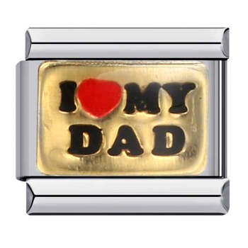 I LOVE MY DAD Italian Charm For Italian Charm Bracelets Composable Link - NameNecklace