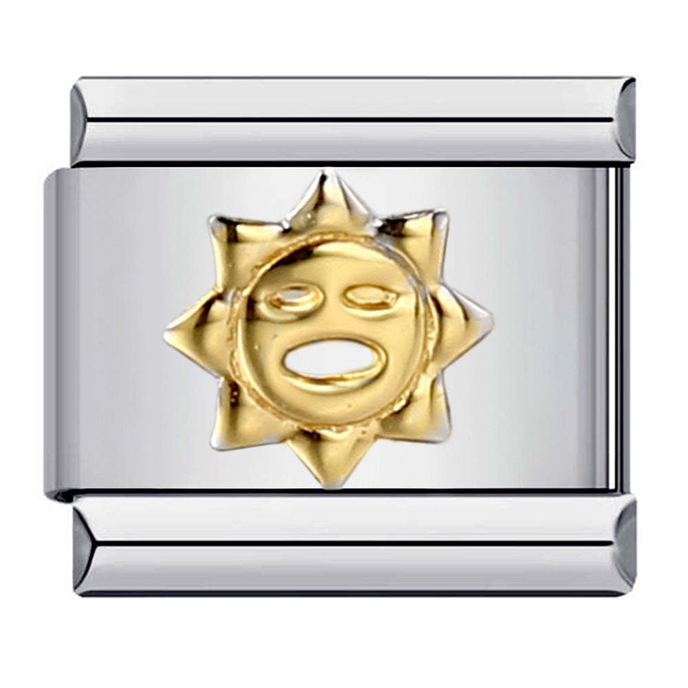 Golden Sun Italian Charm For Italian Charm Bracelets Composable Link - NameNecklace