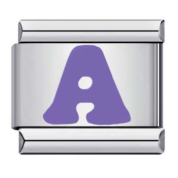Purple Letter A Italian Charm For Italian Charm Bracelets Composable Link - NameNecklace