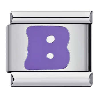 Purple Letter B Italian Charm For Italian Charm Bracelets Composable Link - NameNecklace