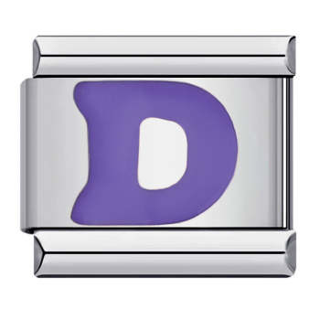 Purple Letter D Italian Charm For Italian Charm Bracelets Composable Link - NameNecklace