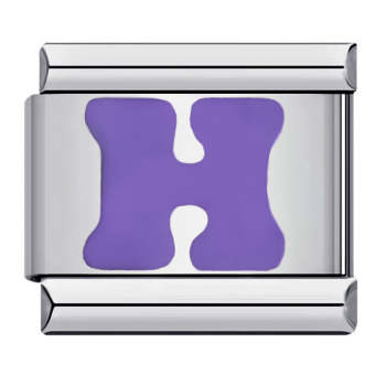 Purple Letter H Italian Charm For Italian Charm Bracelets Composable Link - NameNecklace