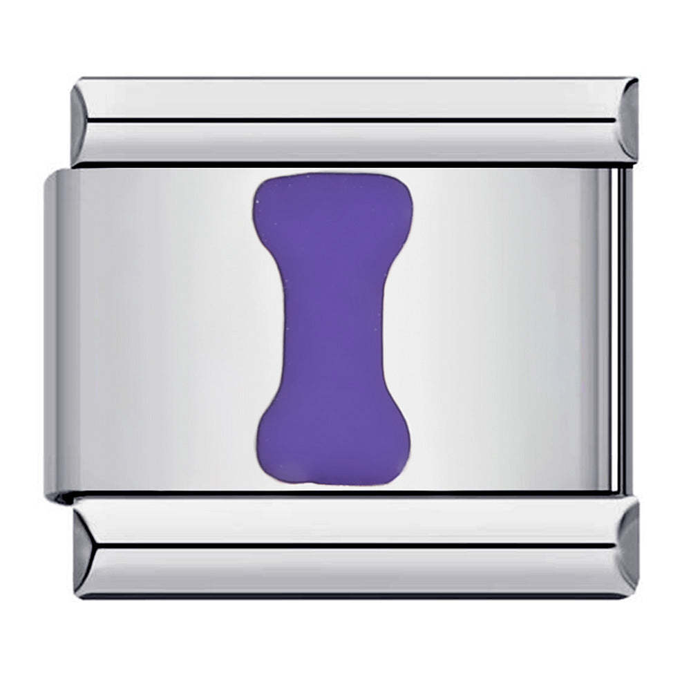 Purple Letter I Italian Charm For Italian Charm Bracelets Composable Link - NameNecklace