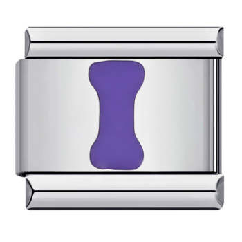 Purple Letter I Italian Charm For Italian Charm Bracelets Composable Link - NameNecklace