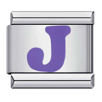 Purple Letter J Italian Charm For Italian Charm Bracelets Composable Link - NameNecklace