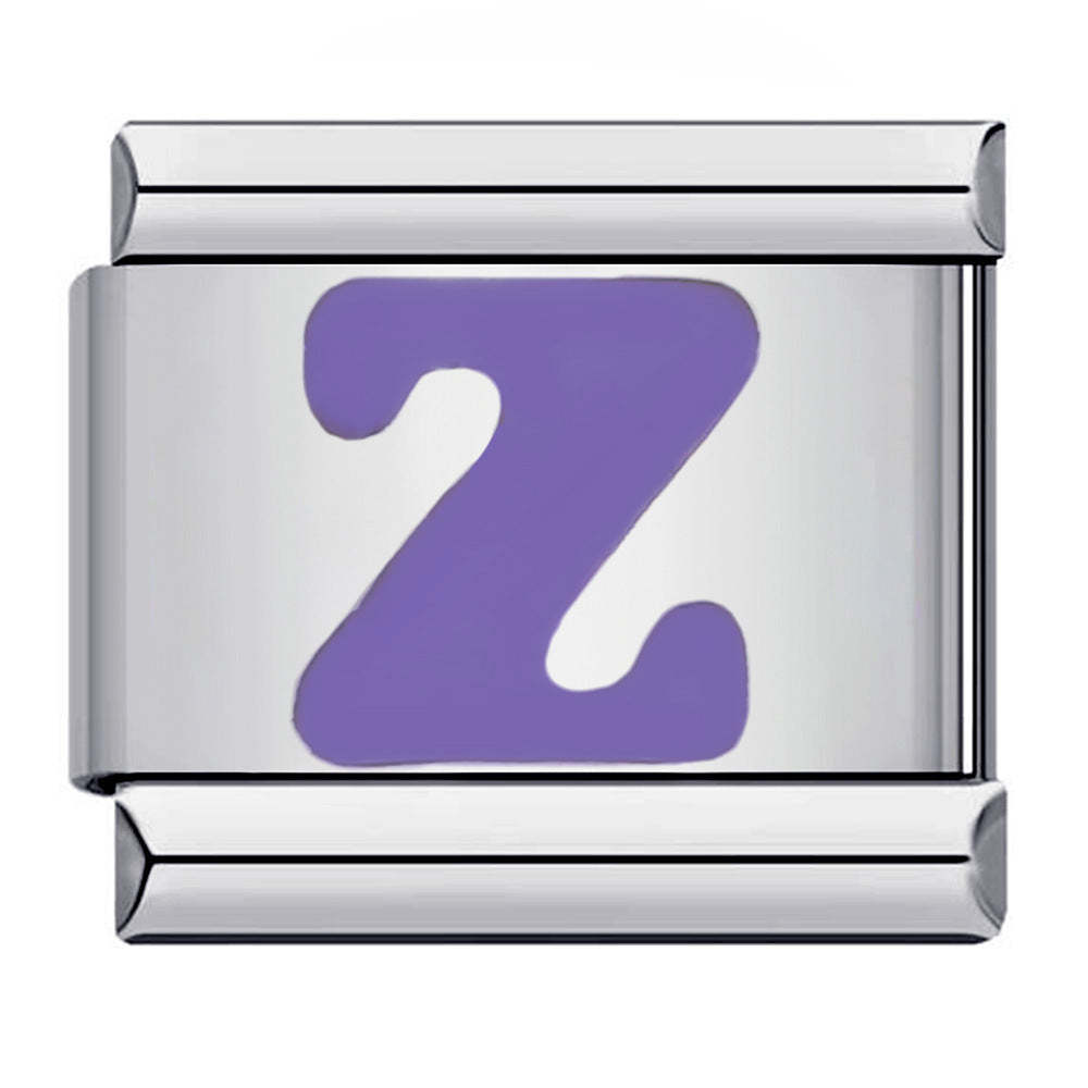 Purple Letter Z Italian Charm For Italian Charm Bracelets Composable Link - NameNecklace