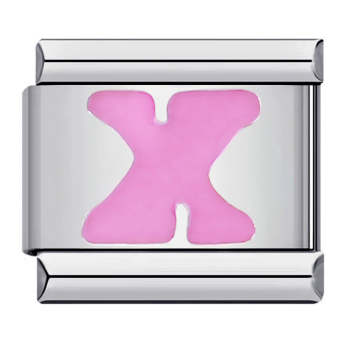 Pink Letter X Italian Charm For Italian Charm Bracelets Composable Link - NameNecklace