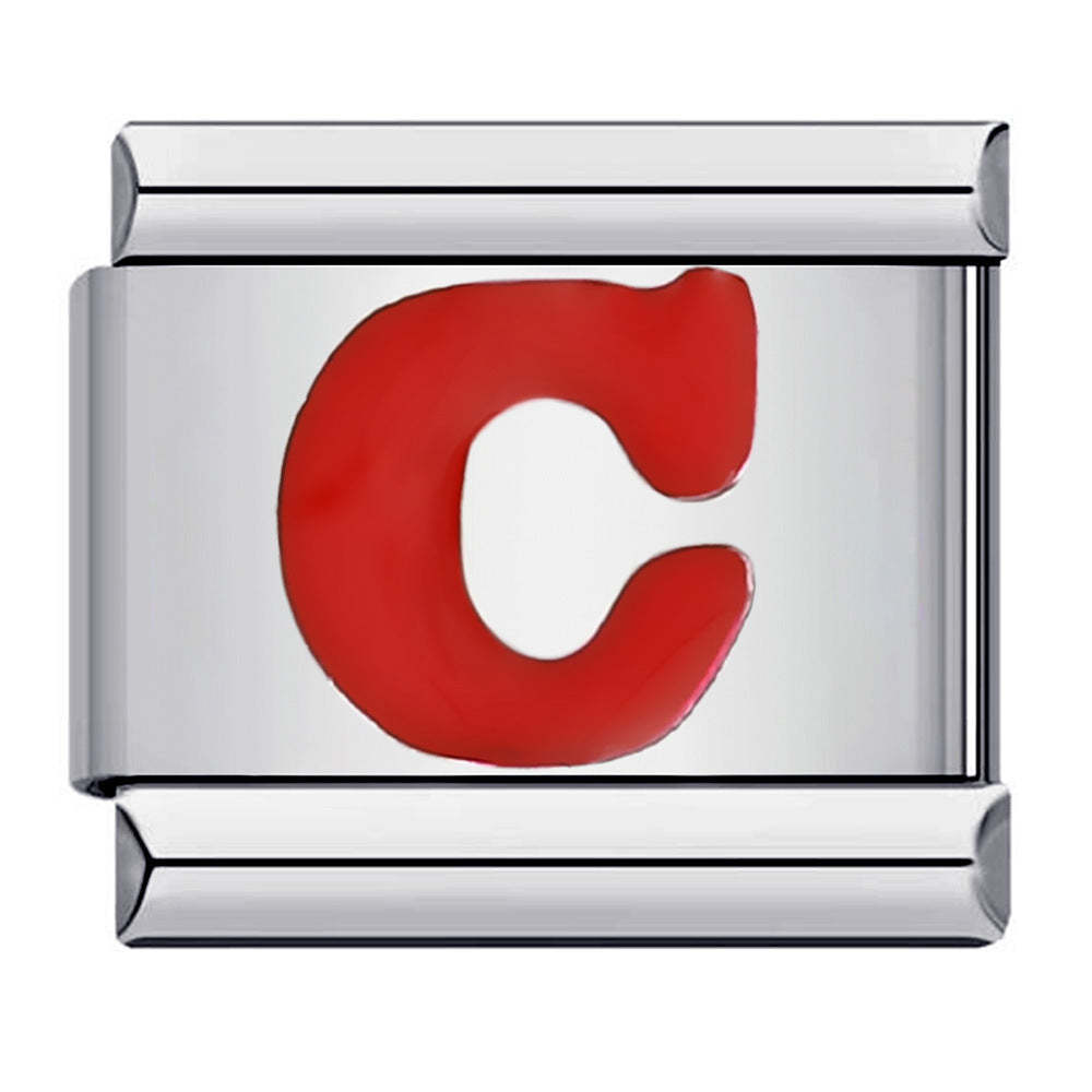 Red Letter C Italian Charm For Italian Charm Bracelets Composable Link - NameNecklace