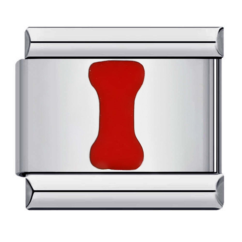 Red Letter I Italian Charm For Italian Charm Bracelets Composable Link - NameNecklace