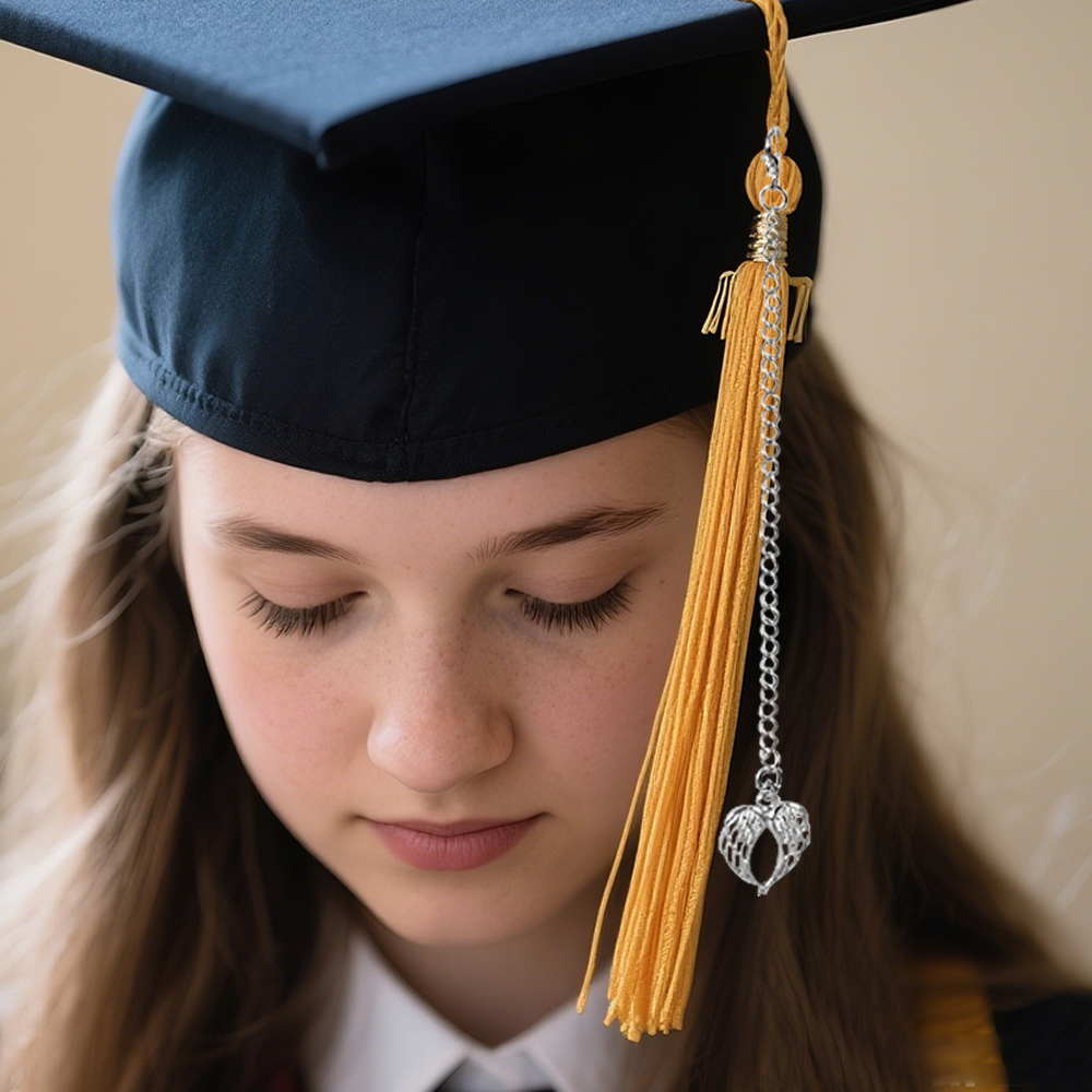 Custom Graduation Tassel With Memorial Photo Charm, Personalized Tassel Charm with Wings, Unqiue Graduation Gifts